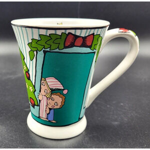 Ursulas Christmas Porcelain Mug Children Tree Santa 12 Oz Capacity